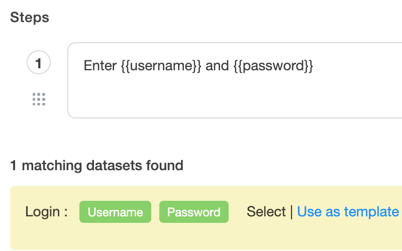 Parameters and datasets