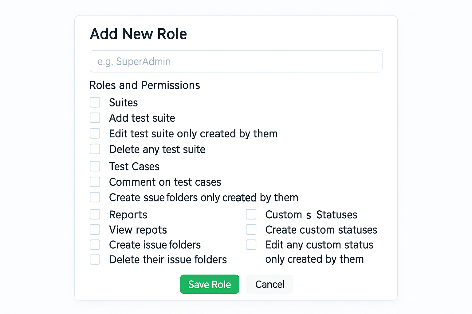 Roles and permissions
