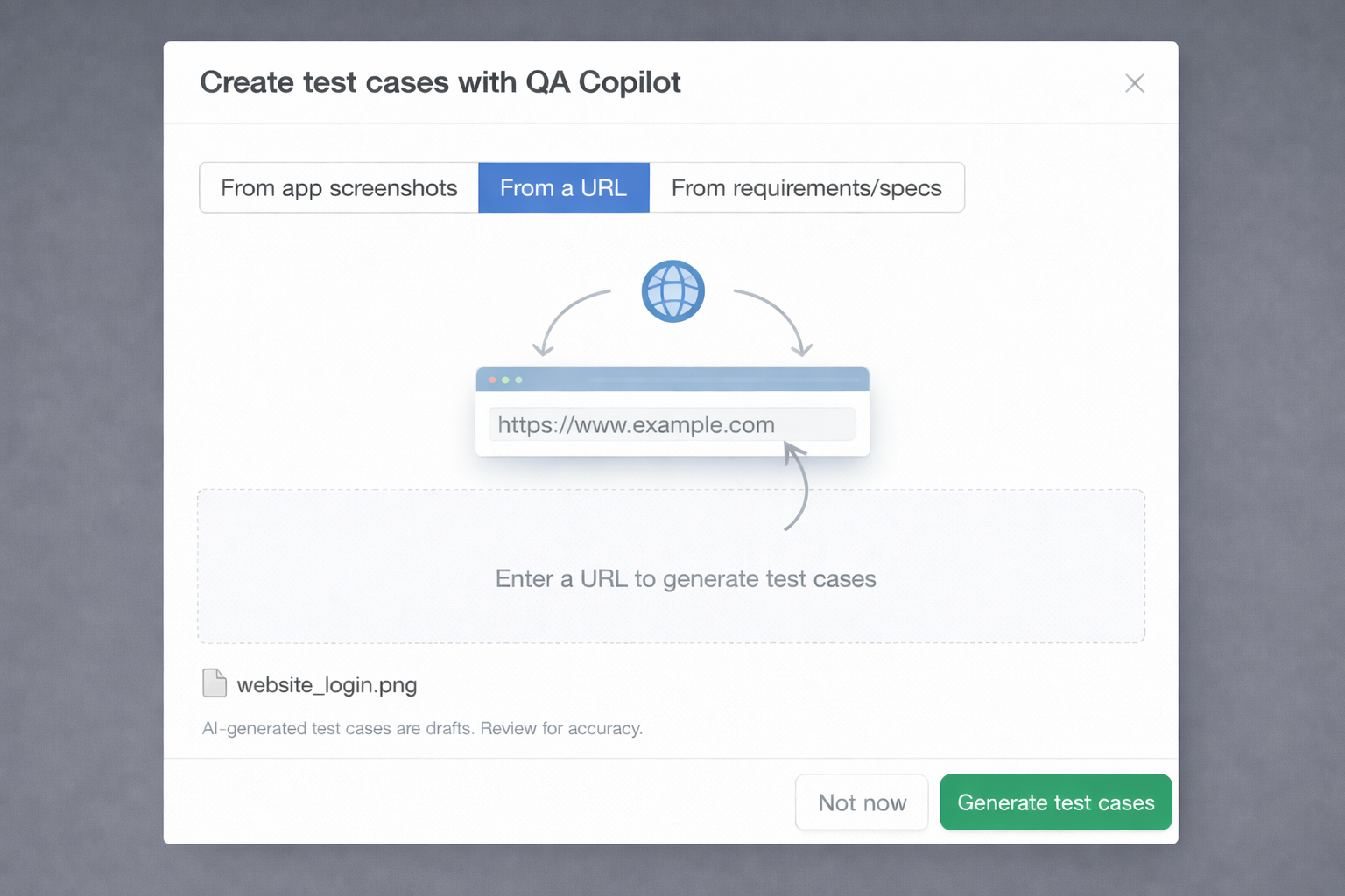 URL input for test case generation