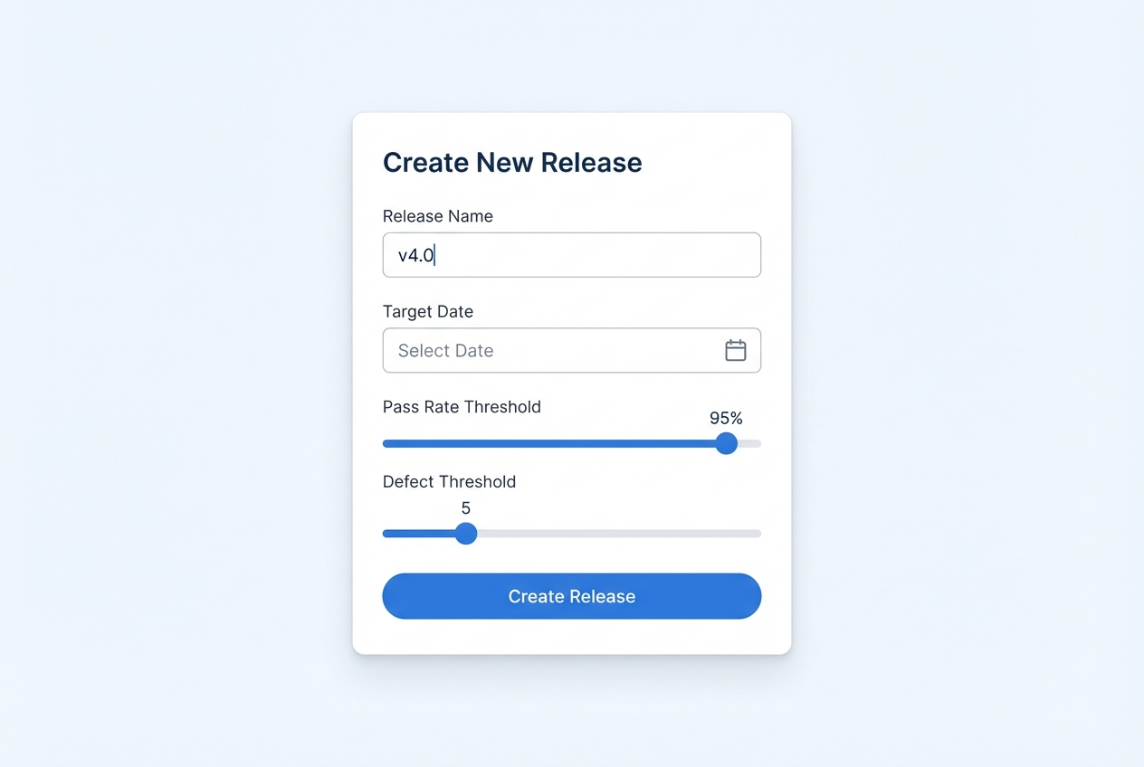 Create release form with name, target date, and threshold configuration