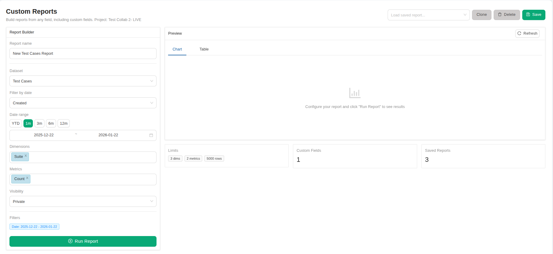 Custom reports in TestCollab