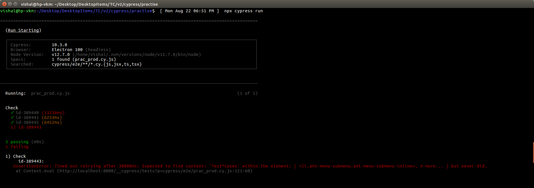 Run Cypress script