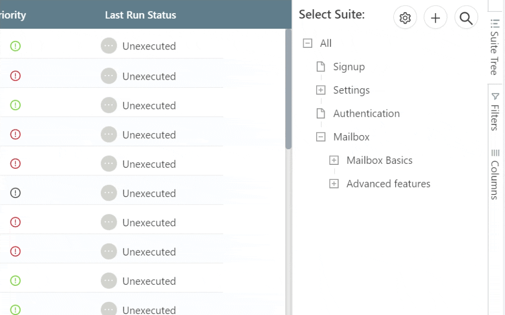 Rearranging test suites in a TestCollab project