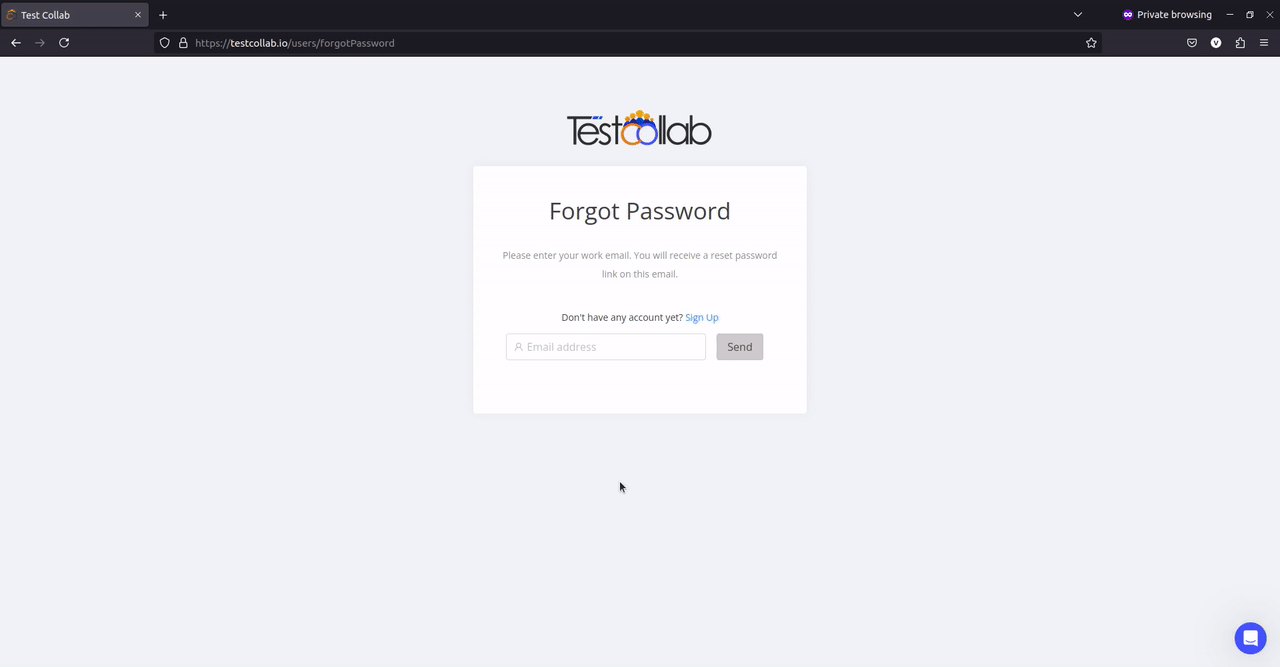 Reset Testcollab app password