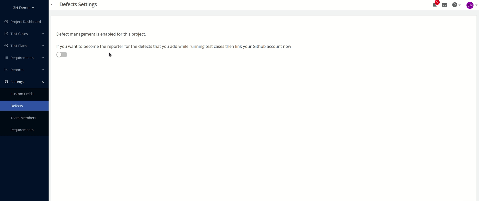Connecting other users' Github account in a TestCollab project