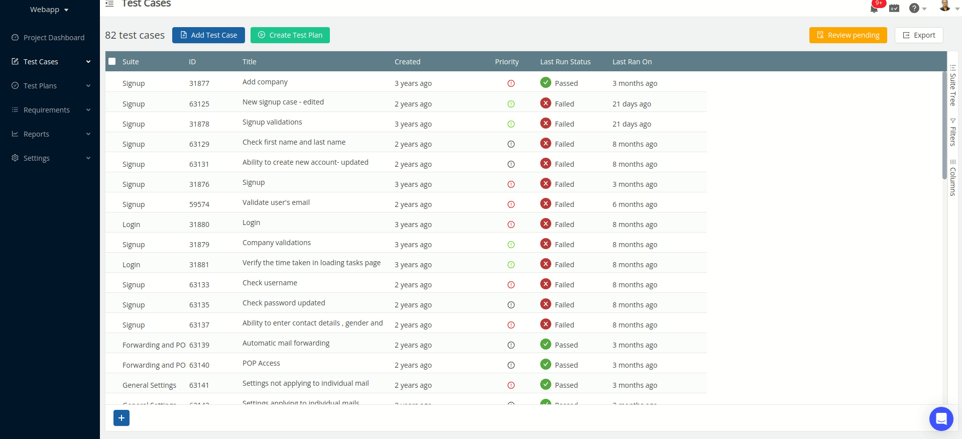 Lazy load and bulk actions on grid in TestCollab