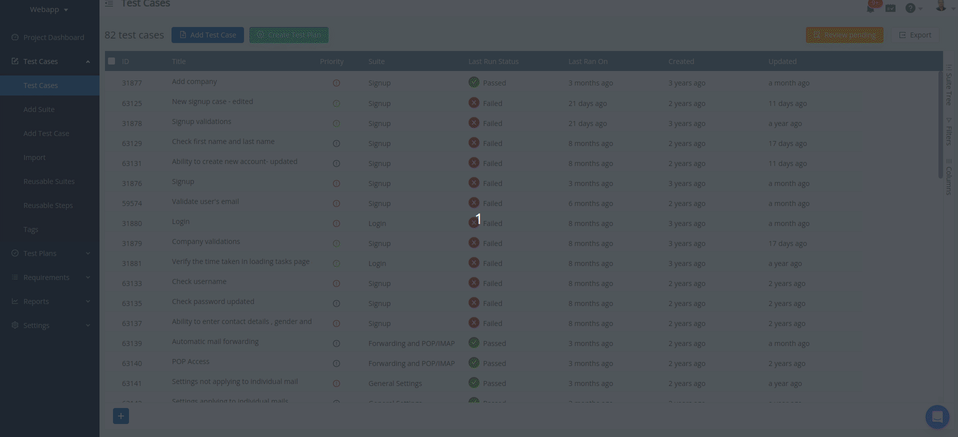 Grids in TestCollab