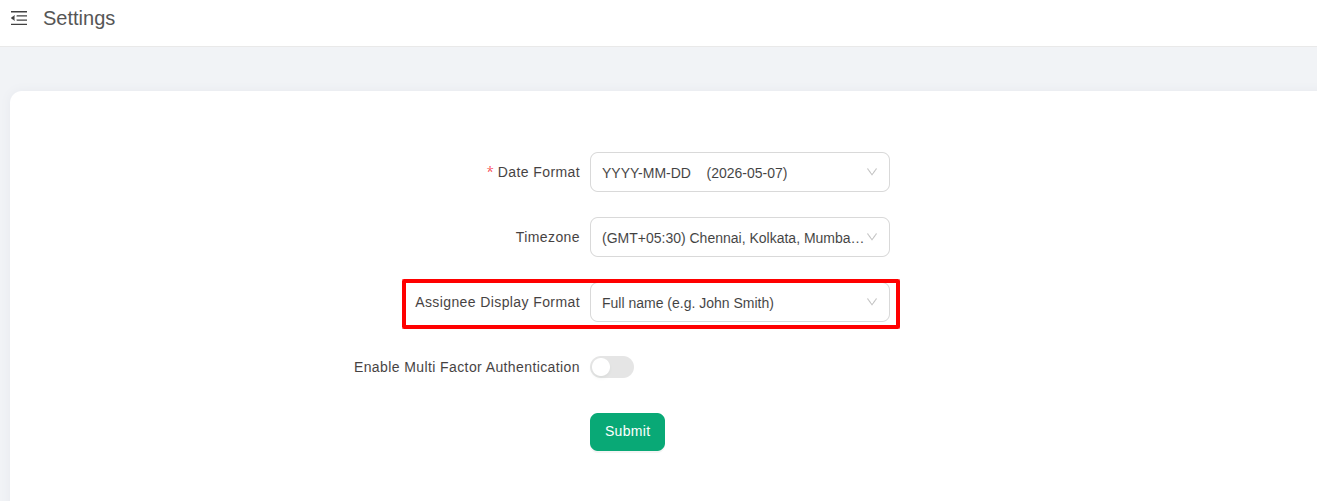 Assignee Name Display Format in TestCollab