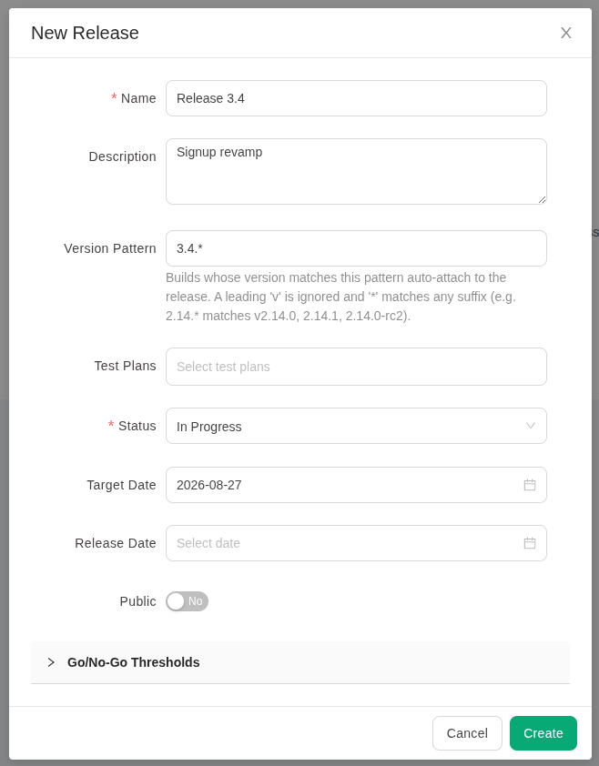 Setting version pattern for release in TestCollab