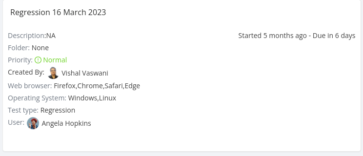 Test plan fields in TestCollab