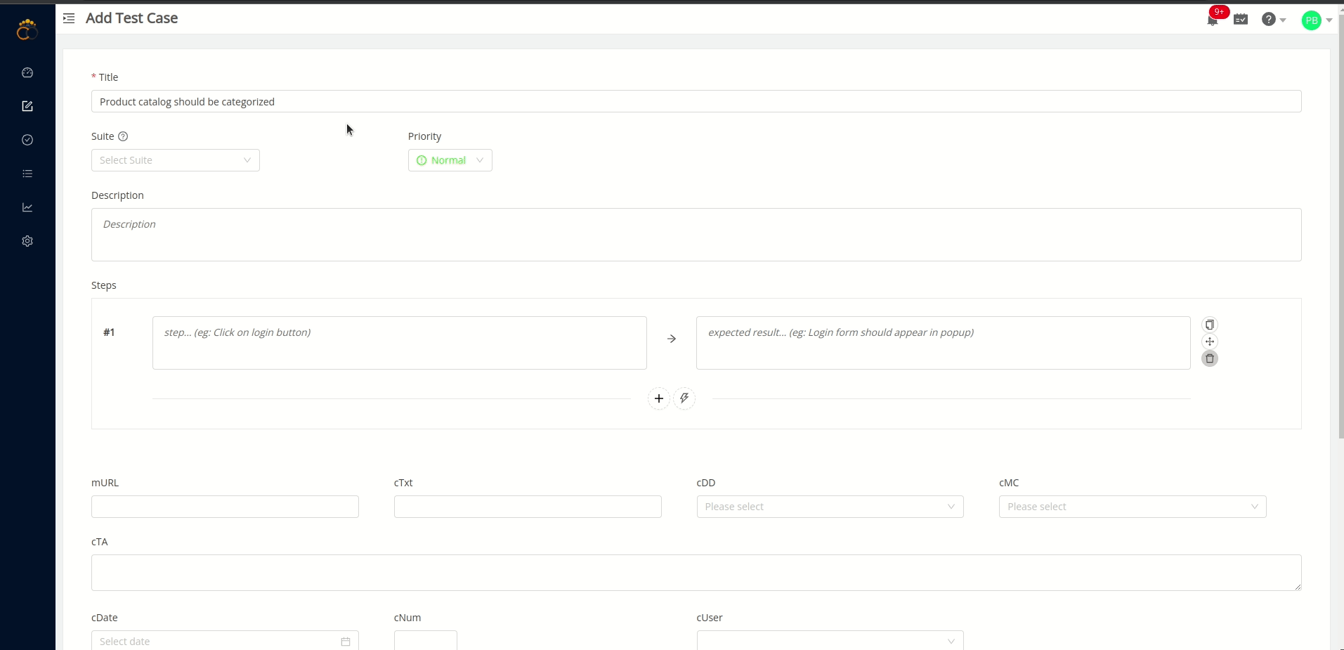 Linking inbuilt requirements with test cases in a TestCollab project