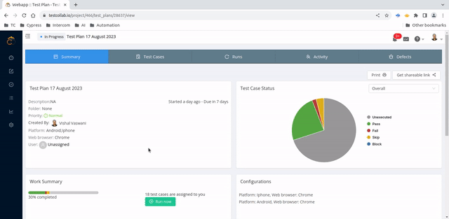 Printing test plan summary in TestCollab