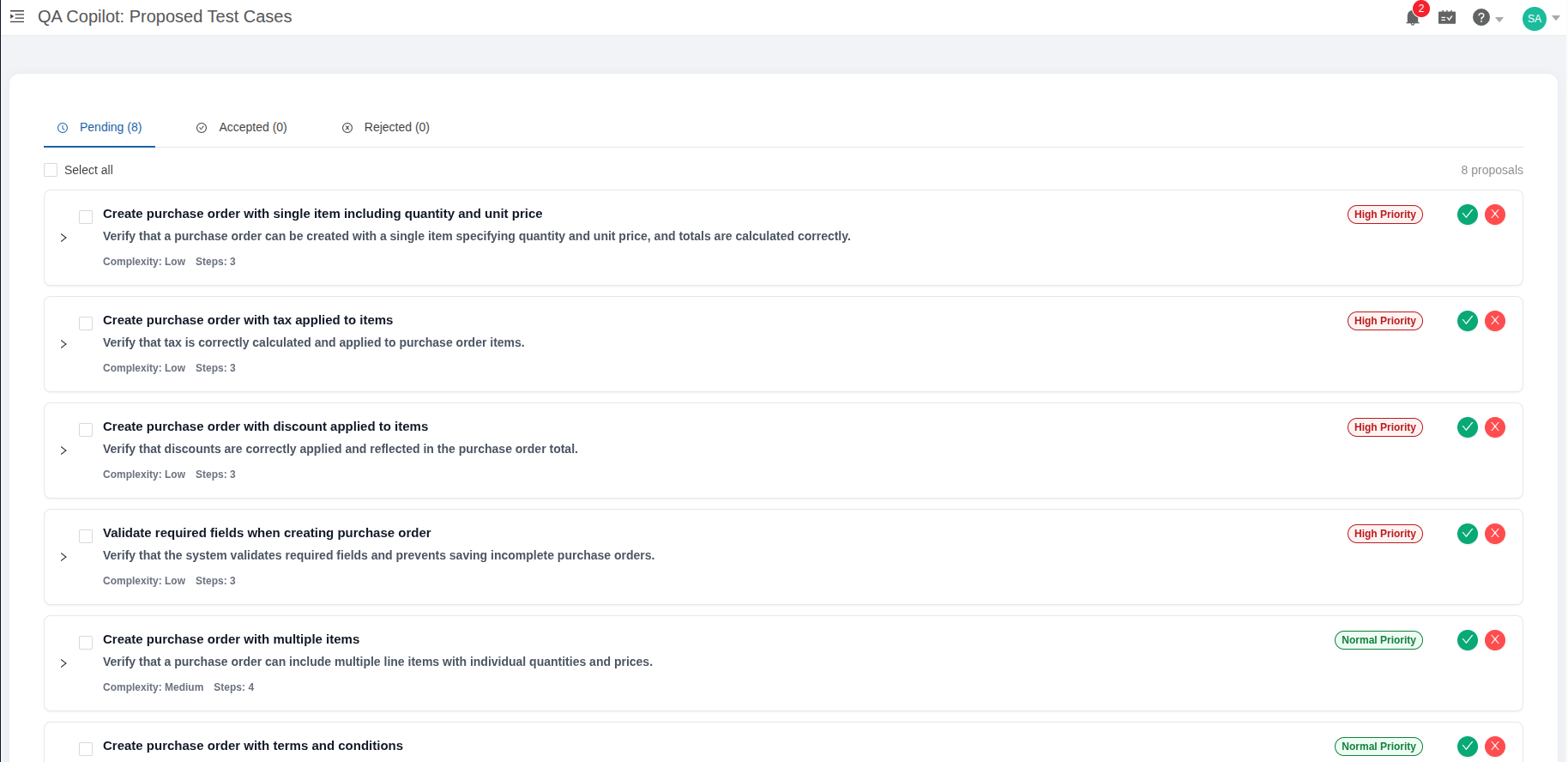 Generating test cases from QA Copilot in TestCollab