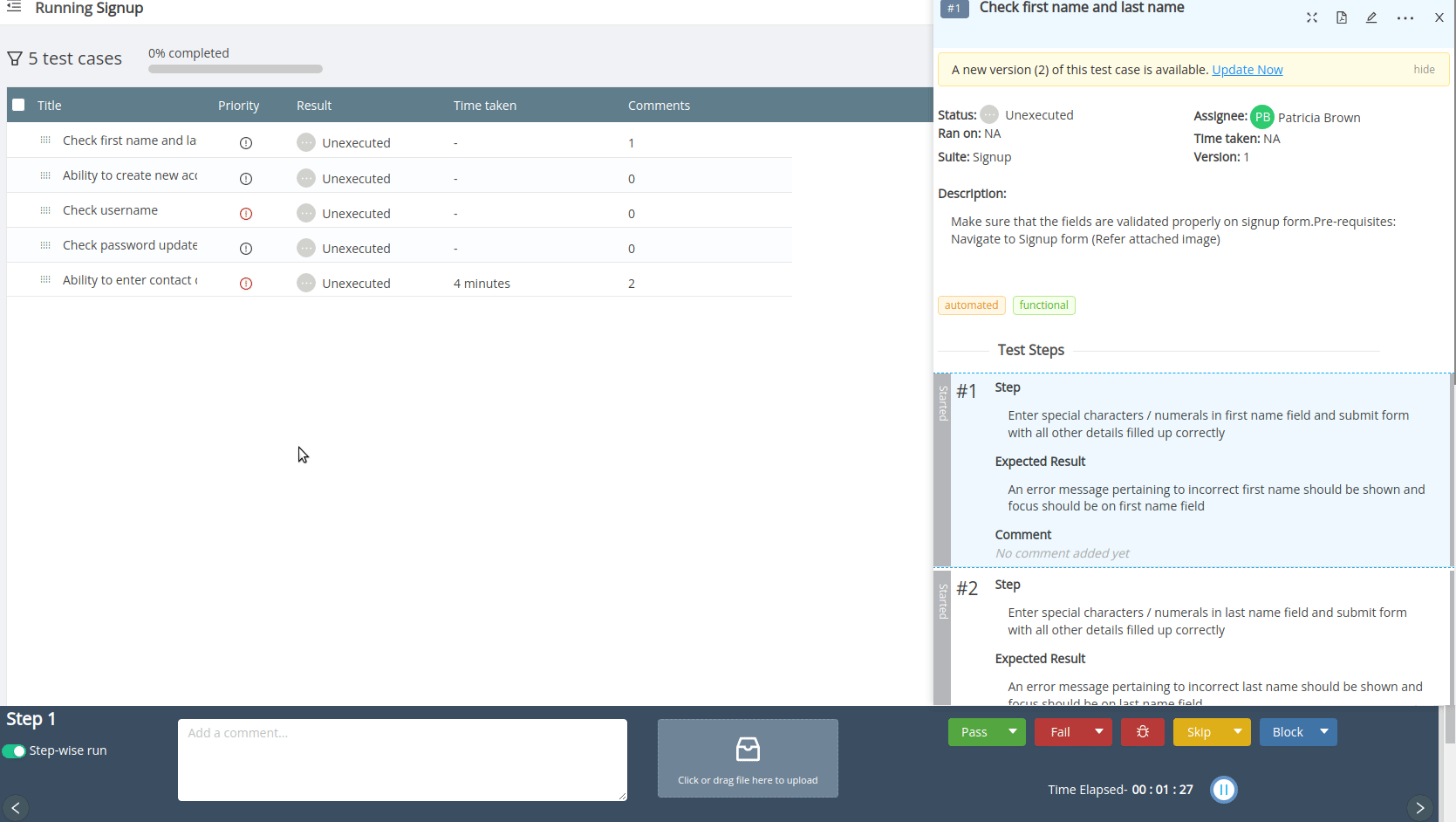 Change the order of test cases to be executed under a test plan in TestCollab