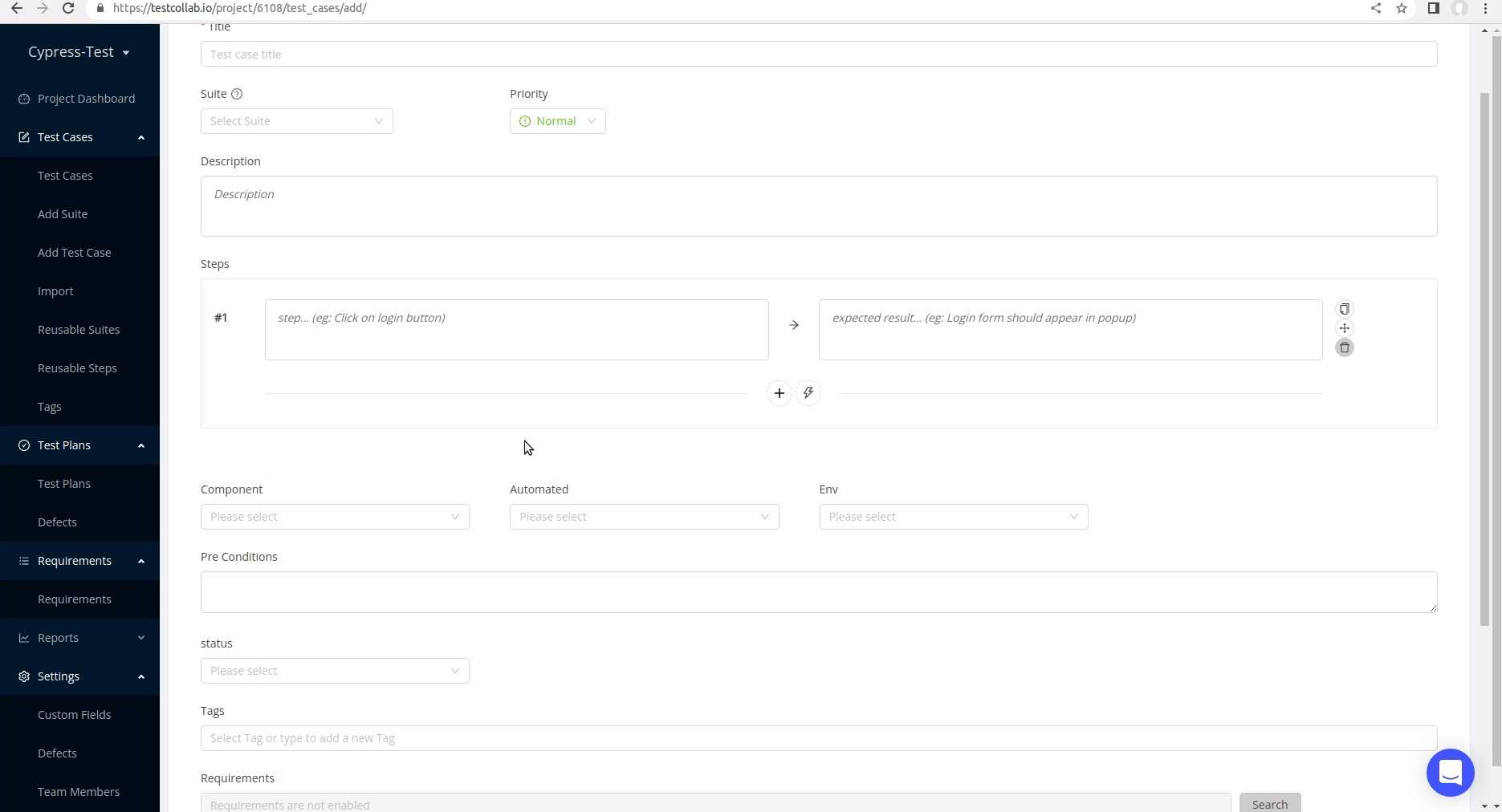 Changing the order of custom fields in TestCollab