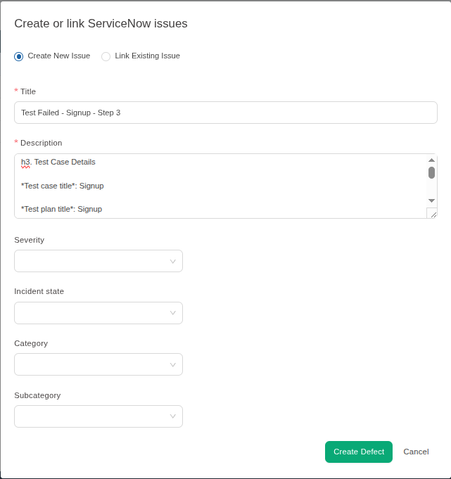 ServiceNow intergration in TestCollab