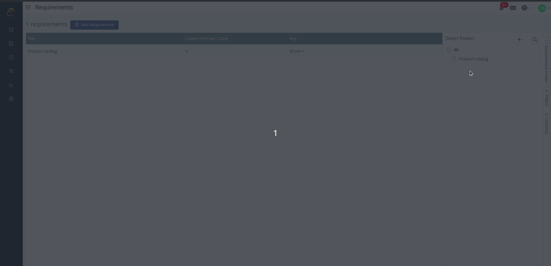 Actions for inbuilt requirements folder in a TestCollab project
