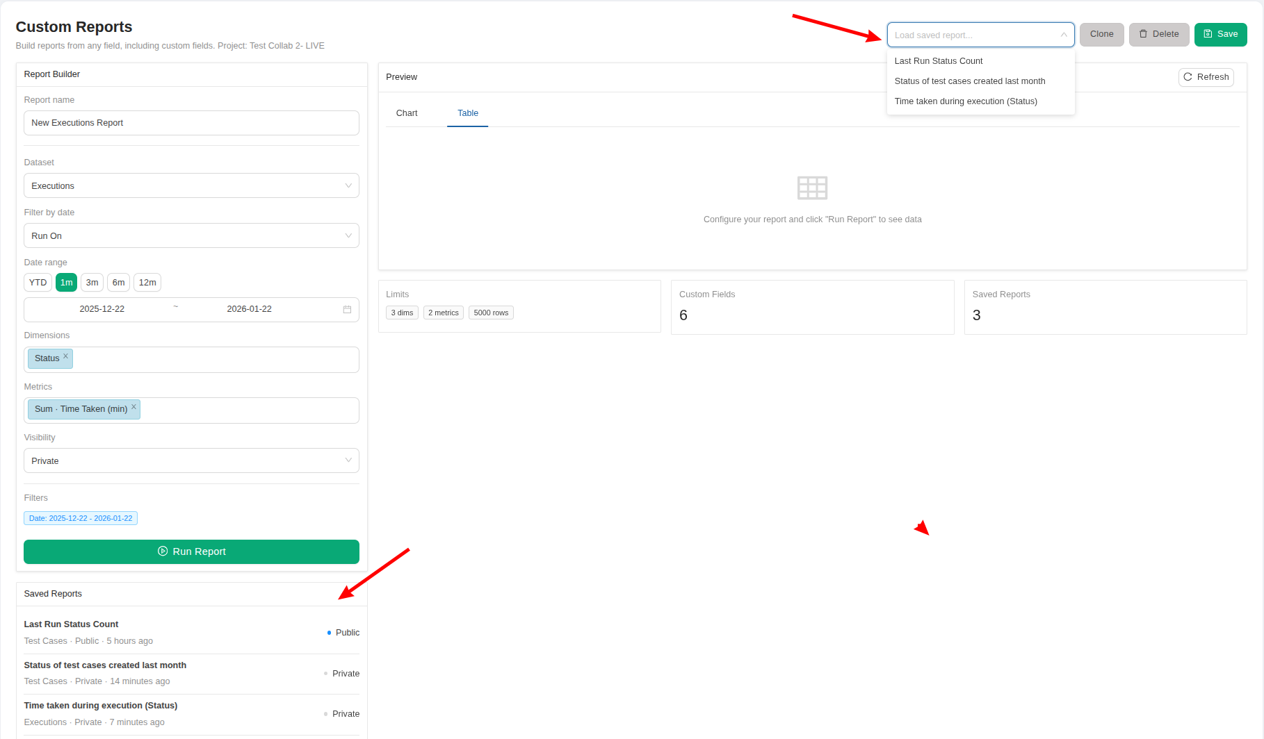 Custom reports in TestCollab