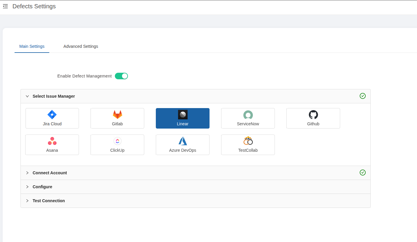 Linear integration in TestCollab