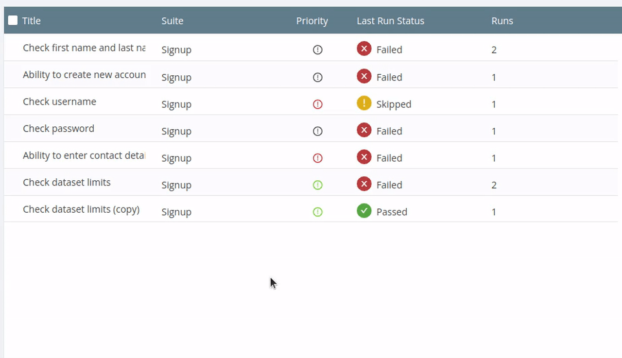 Setting manual sequence on test cases page in TestCollab