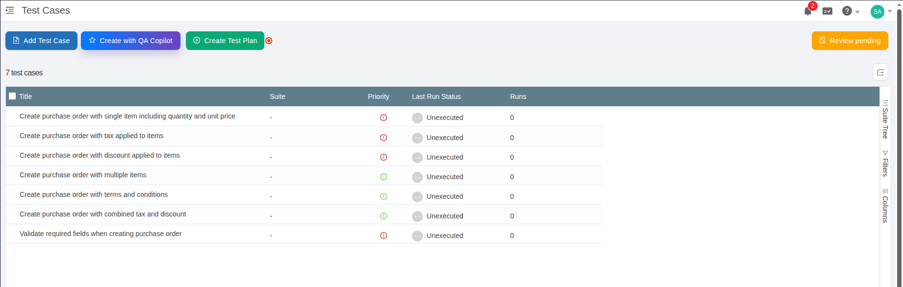 Generating test cases from QA Copilot in TestCollab