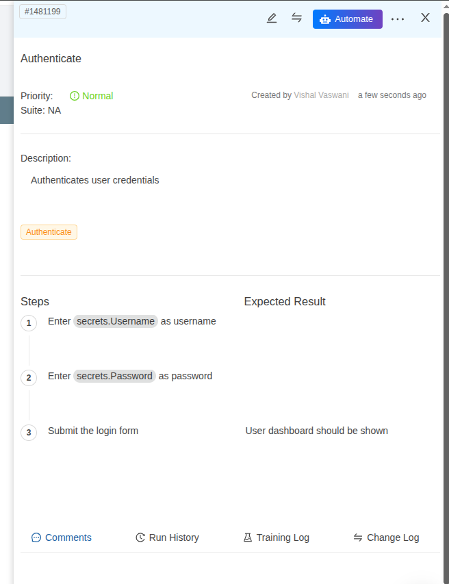 Store and use credentials in TestCollab