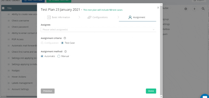 Assigning testers to test cases manually in TestCollab