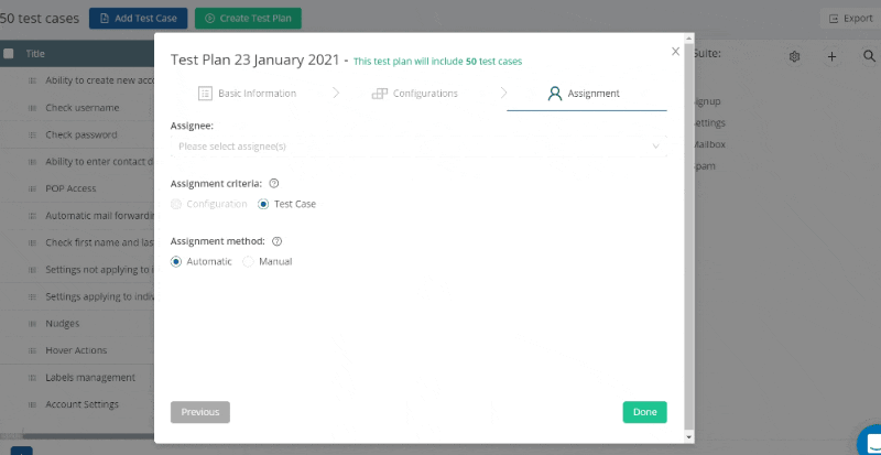 Test plan summary in TestCollab