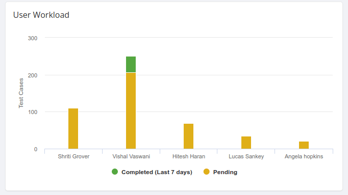 Division of workload on project members in TestCollab