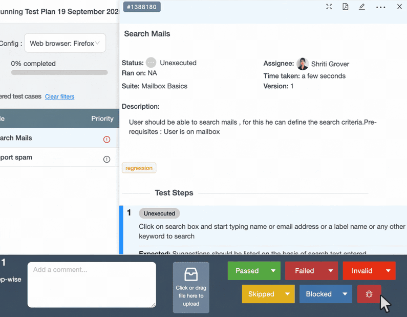 GitHub issue created from a failed TestCollab step