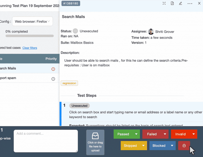 GitLab issue created from a failed TestCollab step