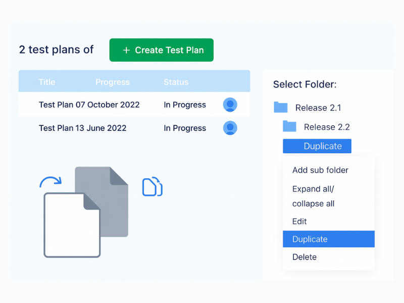 Reuse plan templates via folder duplication